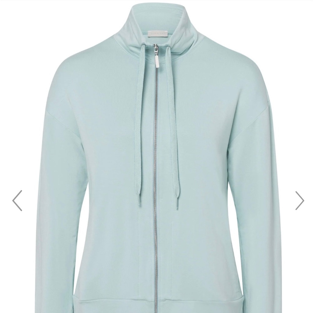 HANRO Sterling Light Blue Balance Women’s Jacket Zip Lounge SZ Small Sold Out!!